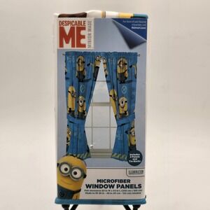 Despicable Me Minions Microfiber Window Panels Franco Blue Kids Curtains 63in